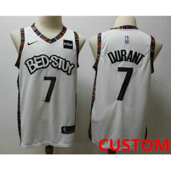Men's Brooklyn Nets Custom new white 2020 city edition nba swingman jersey with the sponsor logo