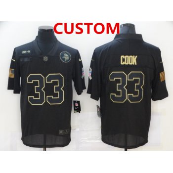 Men's Minnesota Vikings Custom Black 2020 Salute To Service Stitched NFL Nike Limited Jersey