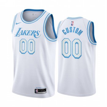 Men's Nike Lakers Custom Personalized White NBA Swingman 2020-21 City Edition Jersey