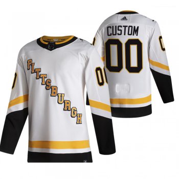 Pittsburgh Penguins Custom White Men's Adidas 2020-21 Alternate Authentic Player NHL Jersey