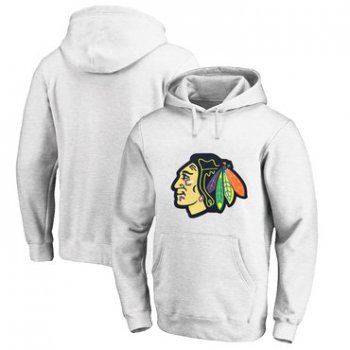 Chicago Blackhawks White Men's Customized All Stitched Pullover Hoodie