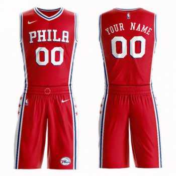 76ers Red Men's Customized Nike Swingman Jersey(With Shorts)