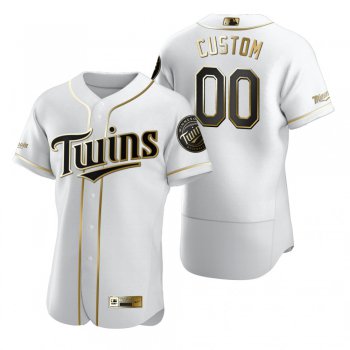 Men's Minnesota Twins Custom Nike White Stitched MLB Flex Base Golden Edition Jersey