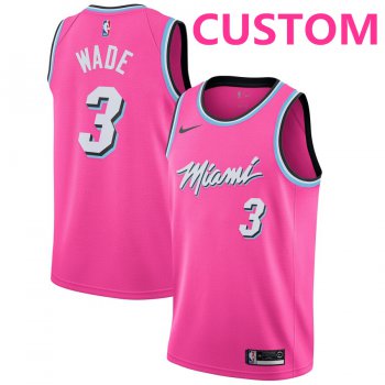Men's Miami Heat Custom Nike Pink 2018-19 Swingman Earned Edition Jersey