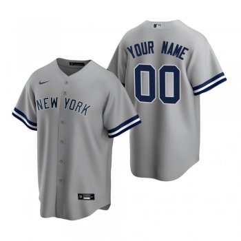 Men's New York Yankees Custom Nike Gray Stitched MLB Cool Base Road Jersey