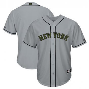 Men's New York Mets Majestic Gray 2018 Memorial Day Cool Base Team Custom Jersey