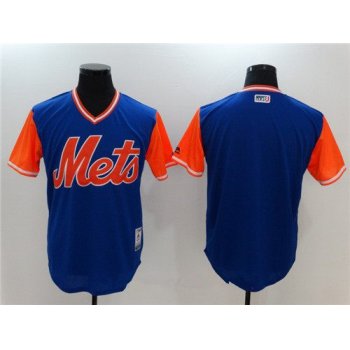 Custom Men's New York Mets Blank Majestic Royal Blue 2017 Little League World Series Players Weekend Stitched Nickname Jersey