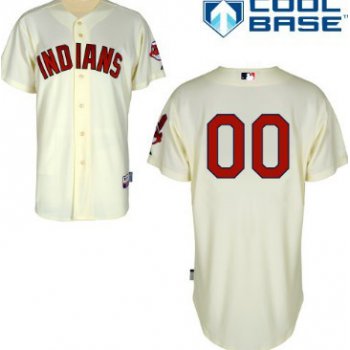 Men's Cleveland Indians Customized Cream Jersey