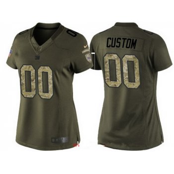 Women's New York Giants Custom Olive Camo Salute To Service Veterans Day NFL Nike Limited Jersey