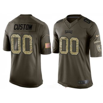 Youth Philadelphia Eagles Custom Olive Camo Salute To Service Veterans Day NFL Nike Limited Jersey