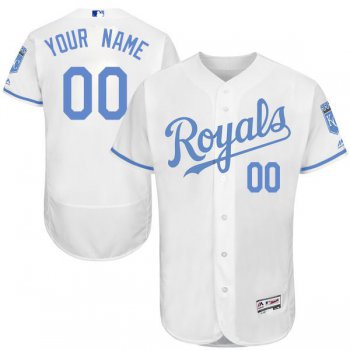 Mens Kansas City Royals 2016 Fathers Day Fashion White Customized Flexbase Majestic MLB Collection Jersey