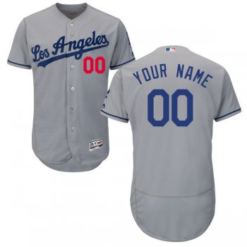 Mens Los Angeles Dodgers Gray Flexbase Majestic MLB Collection Custom Jersey