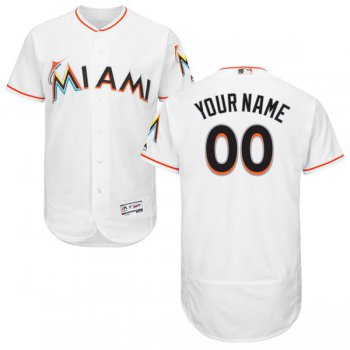 Mens Miami Marlins White Customized Flexbase Majestic MLB Collection Jersey