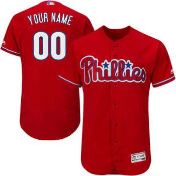 Mens Philadelphia Phillies Red Customized Flexbase Majestic MLB Collection Jersey