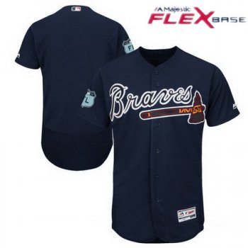 Men's Atlanta Braves Majestic Navy Blue 2017 Spring Training Authentic Flex Base Stitched MLB Custom Jersey