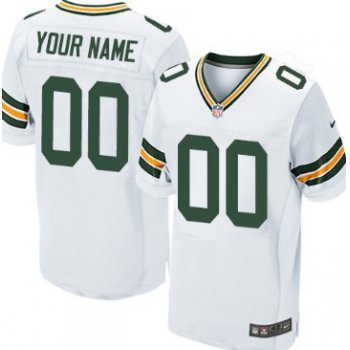 Men's Nike Green Bay Packers Customized White Elite Jersey