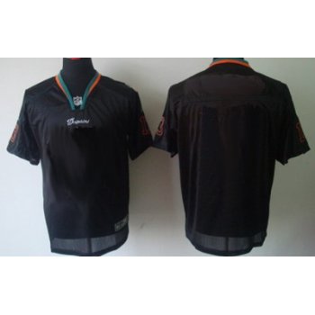 Men's Nike Miami Dolphins Customized Lights Out Black Elite Jersey