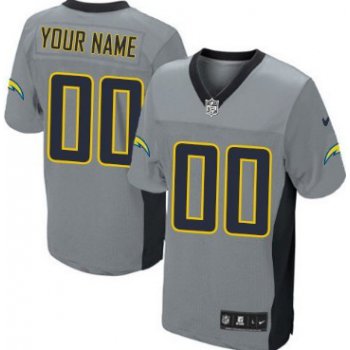 Men's Nike San Diego Chargers Customized Gray Shadow Elite Jersey