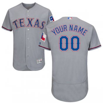 Mens Texas Rangers Grey Customized Flexbase Majestic MLB Collection Jersey