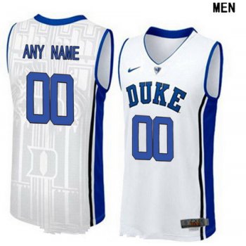 Men's Duke Blue Devils Custom V-neck College Basketball Nike Elite Jersey - White