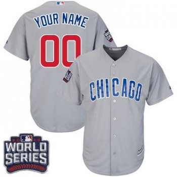 Youth Majestic Chicago Cubs Customized Authentic Grey Road 2016 World Series Bound Cool Base MLB Jersey
