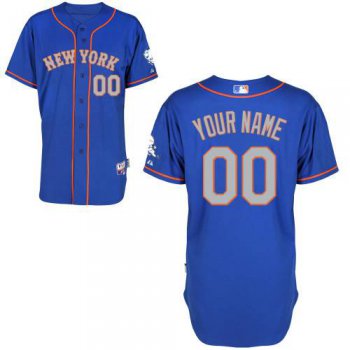 Youth New York Mets Customized Blue With Gray Jersey With W2015 Mr. Met Patch