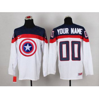 2015 Men's Team USA Customized Captain America Fashion White Jersey