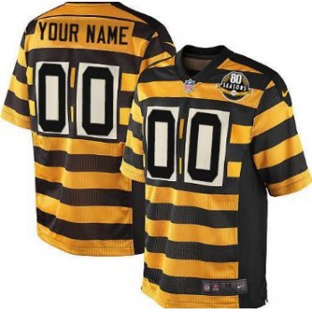 Kids' Nike Pittsburgh Steelers Customized Yellow With Black Throwback 80TH Jersey