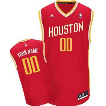Kids Houston Rockets Customized Red With Gold Jersey
