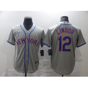 Toddler New York Mets #12 Francisco Lindor Grey Stitched MLB Cool Base Nike Jersey