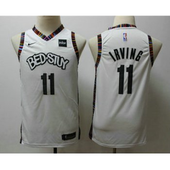 Youth Brooklyn Nets #11 Kyrie Irving NEW White 2020 City Edition NBA Swingman Jersey With The Sponsor Logo