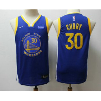 Youth Golden State Warriors #30 Stephen Curry Blue 2020 Nike Swingman NEW Rakuten Logo Stitched NBA Jersey