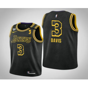 Youth Los Angeles Lakers #3 Anthony Davis 2020 NBA Finals Champions Tribute Kobe and Gianna Black Jersey