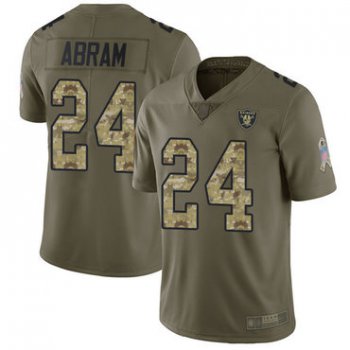 Raiders #24 Johnathan Abram Olive Camo Youth Stitched Football Limited 2017 Salute to Service Jersey