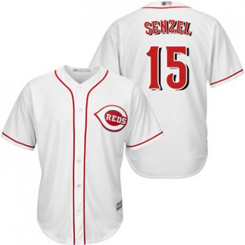 Youth Reds #15 Nick Senzel White Cool Base Stitched Baseball Jersey