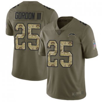 Chargers #25 Melvin Gordon III Olive Camo Youth Stitched Football Limited 2017 Salute to Service Jersey