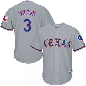 Rangers #3 Russell Wilson Grey Cool Base Stitched Youth Baseball Jersey