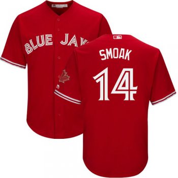 Blue Jays #14 Justin Smoak Red Cool Base Canada Day Stitched Youth Baseball Jersey