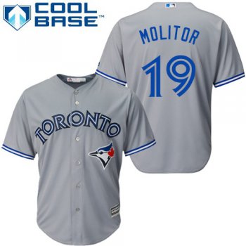 Blue Jays #19 Paul Molitor Grey Cool Base Stitched Youth Baseball Jersey