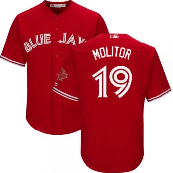 Blue Jays #19 Paul Molitor Red Cool Base Canada Day Stitched Youth Baseball Jersey
