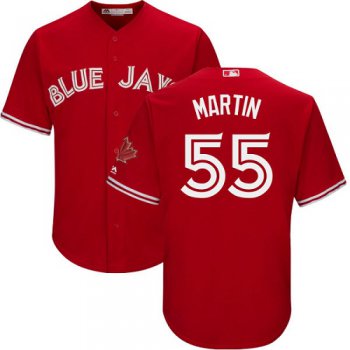 Blue Jays #55 Russell Martin Red Cool Base Canada Day Stitched Youth Baseball Jersey