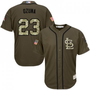 Cardinals #23 Marcell Ozuna Green Salute to Service Stitched Youth Baseball Jersey