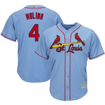 Cardinals #4 Yadier Molina Light Blue Cool Base Stitched Youth Baseball Jersey