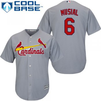 Cardinals #6 Stan Musial Grey Cool Base Stitched Youth Baseball Jersey
