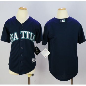 Mariners Blank Navy Blue Cool Base Stitched Youth Baseball Jersey