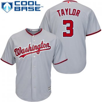 Nationals #3 Michael Taylor Grey Cool Base Stitched Youth Baseball Jersey