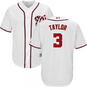 Nationals #3 Michael Taylor White Cool Base Stitched Youth Baseball Jersey