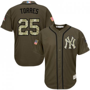 Yankees #25 Gleyber Torres Green Salute to Service Stitched Youth Baseball Jersey