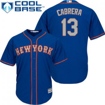 Mets #13 Asdrubal Cabrera Blue(Grey NO.) Cool Base Stitched Youth Baseball Jersey