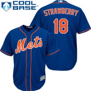 Mets #18 Darryl Strawberry Blue Cool Base Stitched Youth Baseball Jersey